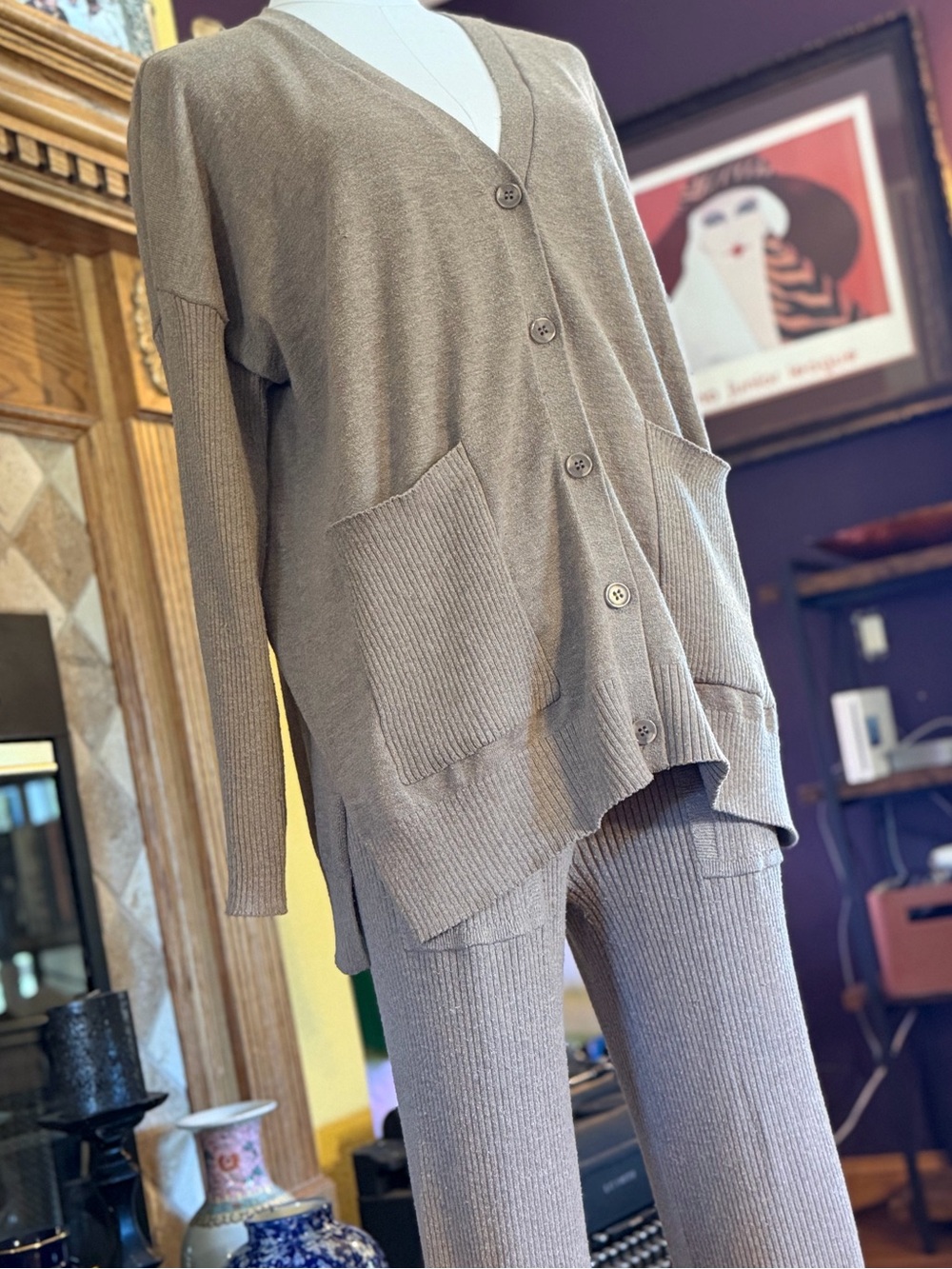 Splendid Neutral Taupe Knit Lounge Set Women’s Size Large